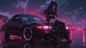 nissan silvia s13 - tokyo reflections live wallpaper