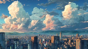 cloud towers above tokyo live wallpaper