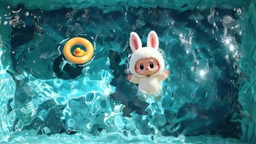 labubu poolside float live wallpaper