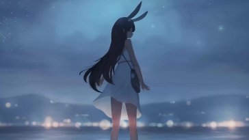 bunny girl under fireworks live wallpaper