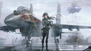 fighter jet girl in rain live wallpaper