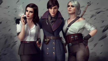 elizabeth, emily and ciri (bioshock dishonored witcher crossover) live wallpaper