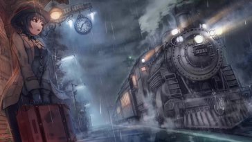 girl at train station live wallpaper