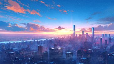 city of dusk lights live wallpaper