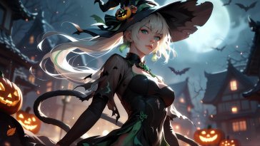 halloween night witch live wallpaper