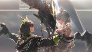 kal'tsit and mon3tr (arknights) live wallpaper