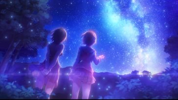 two girls under starlight live wallpaper