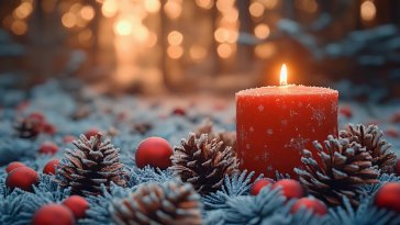 christmas candles with pinecones live wallpaper