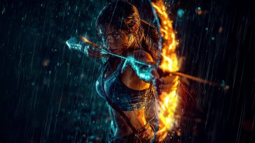 lara croft: hunt in the rain live wallpaper