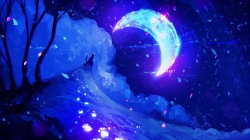 cat of the crescent moon live wallpaper