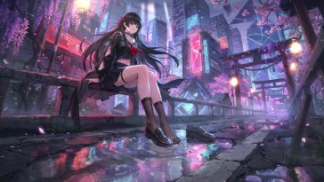chisa neon rainfall live wallpaper