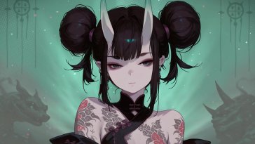tattooed oni girl live wallpaper