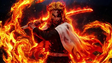 rengoku dawn in flames live wallpaper