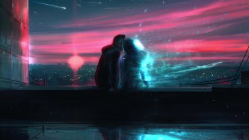 sunset couple live wallpaper