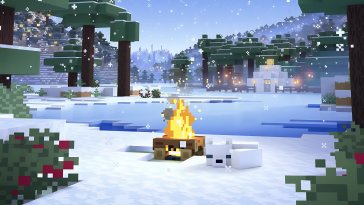 minecraft snowy campfire live wallpaper