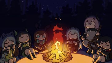 anime chibi campfire live wallpaper