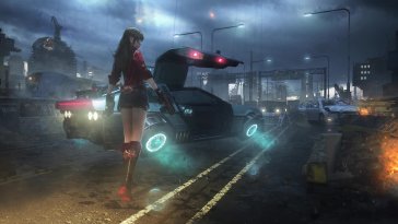 cyberhunter girl night ride live wallpaper