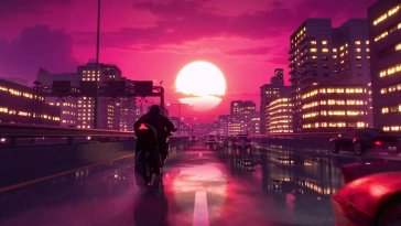 synthwave bike ride live wallpaper