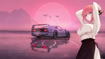 nino nakano at pink sunset live wallpaper