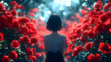 anime girl in poppy field live wallpaper