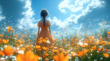girl in yellow sundress live wallpaper