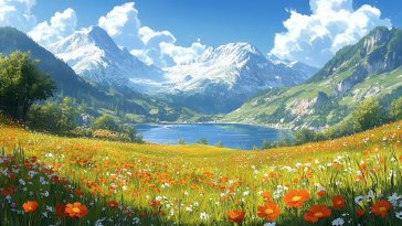 meadow with blooming flowers live wallpaper