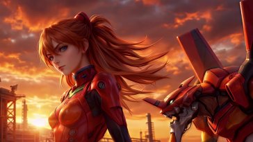 crimson sunset asuka live wallpaper