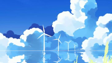 blue sky and windmills live wallpaper