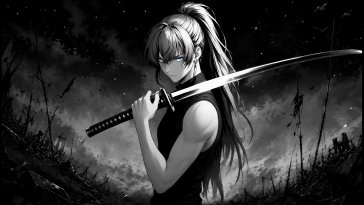 blue eyes swordswoman live wallpaper