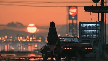 rainy sunset live wallpaper