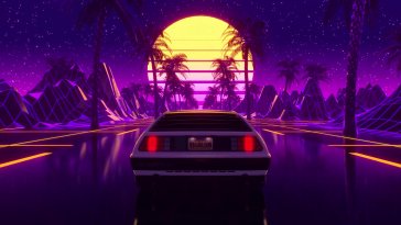 synthwave dmc delorean live wallpaper