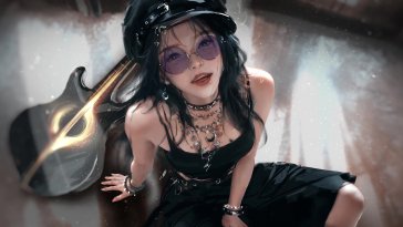 midnight guitar girl live wallpaper