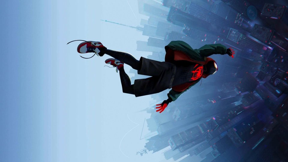 Spider-Man: Into the Spider-Verse, Spider-Man, Miles Morales, movies, city,  falling, HD phone wallpaper