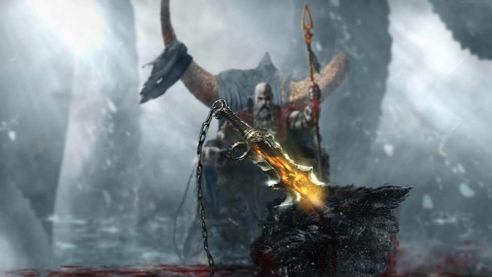 Wallpaper god of war, weapon, kratos, Fenrir, snow, blow, man, boy