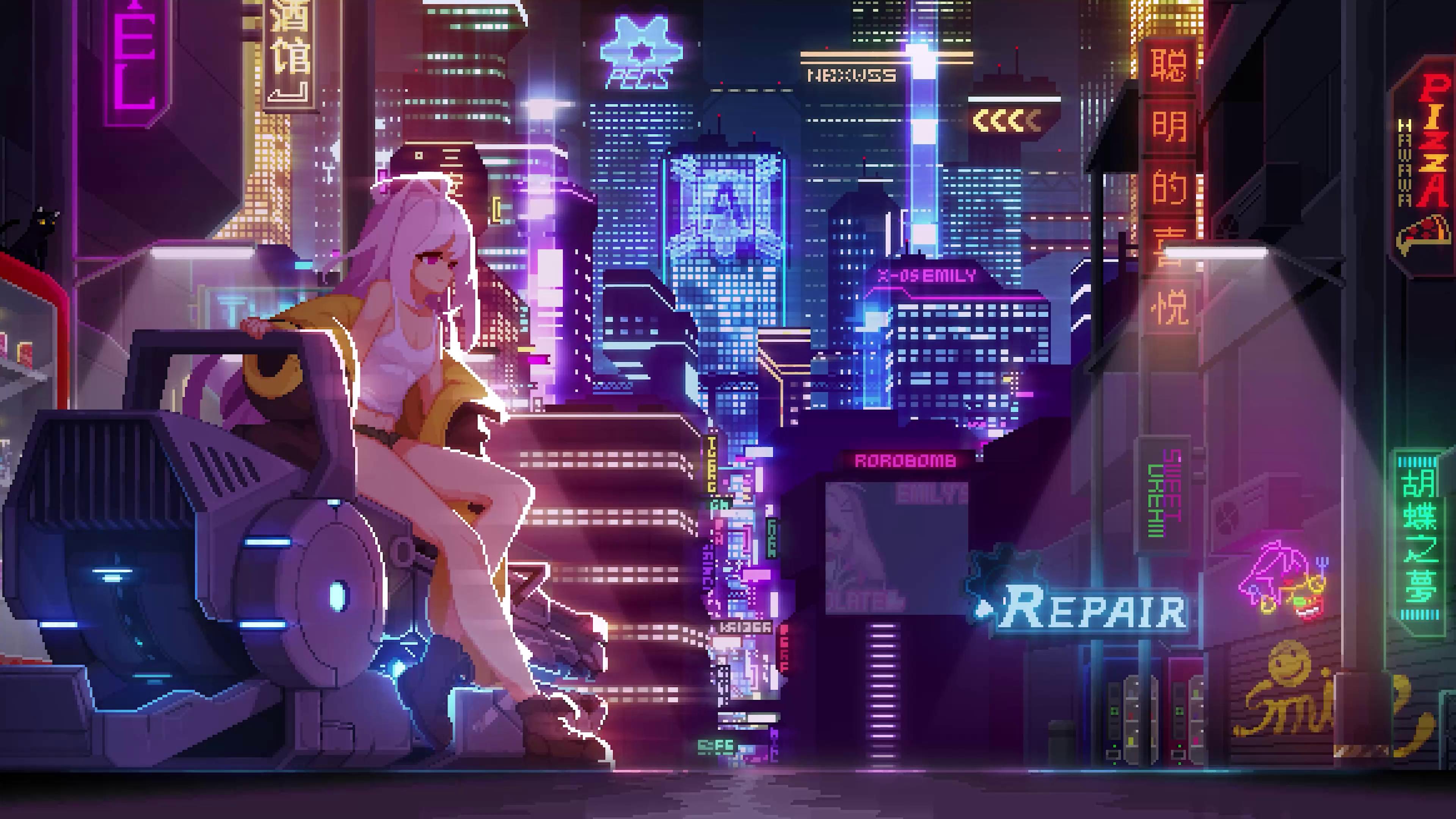 Anime cyberpunk cityscape by GUSTLER