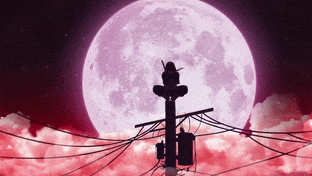 Itachi Uchiha in Front of the Red Moon gif preview