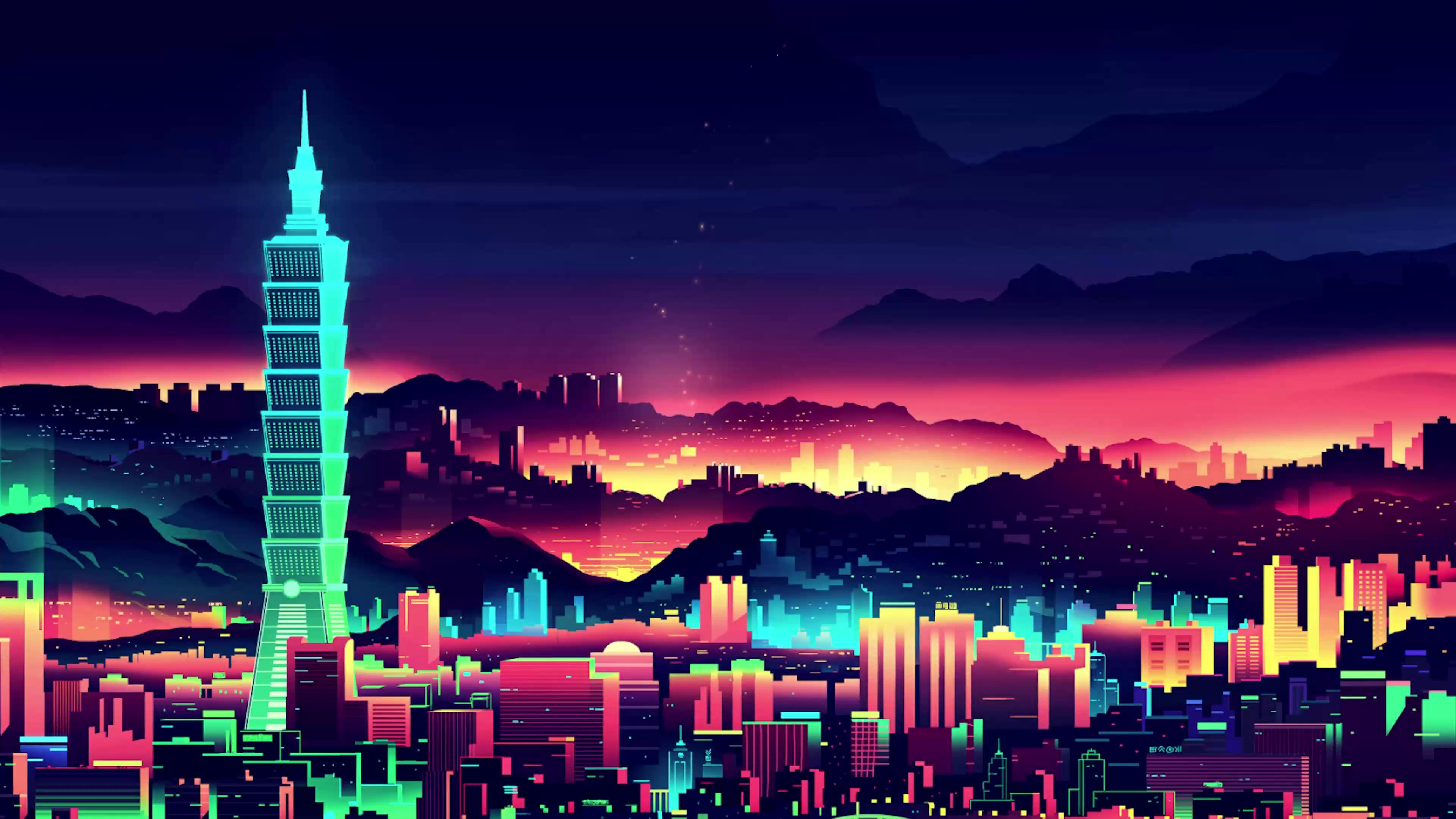 Night City Silhouette 4K wallpaper download