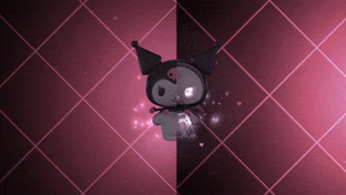 Kuromi Skeleton and Flying Hearts (Hello Kitty) gif preview