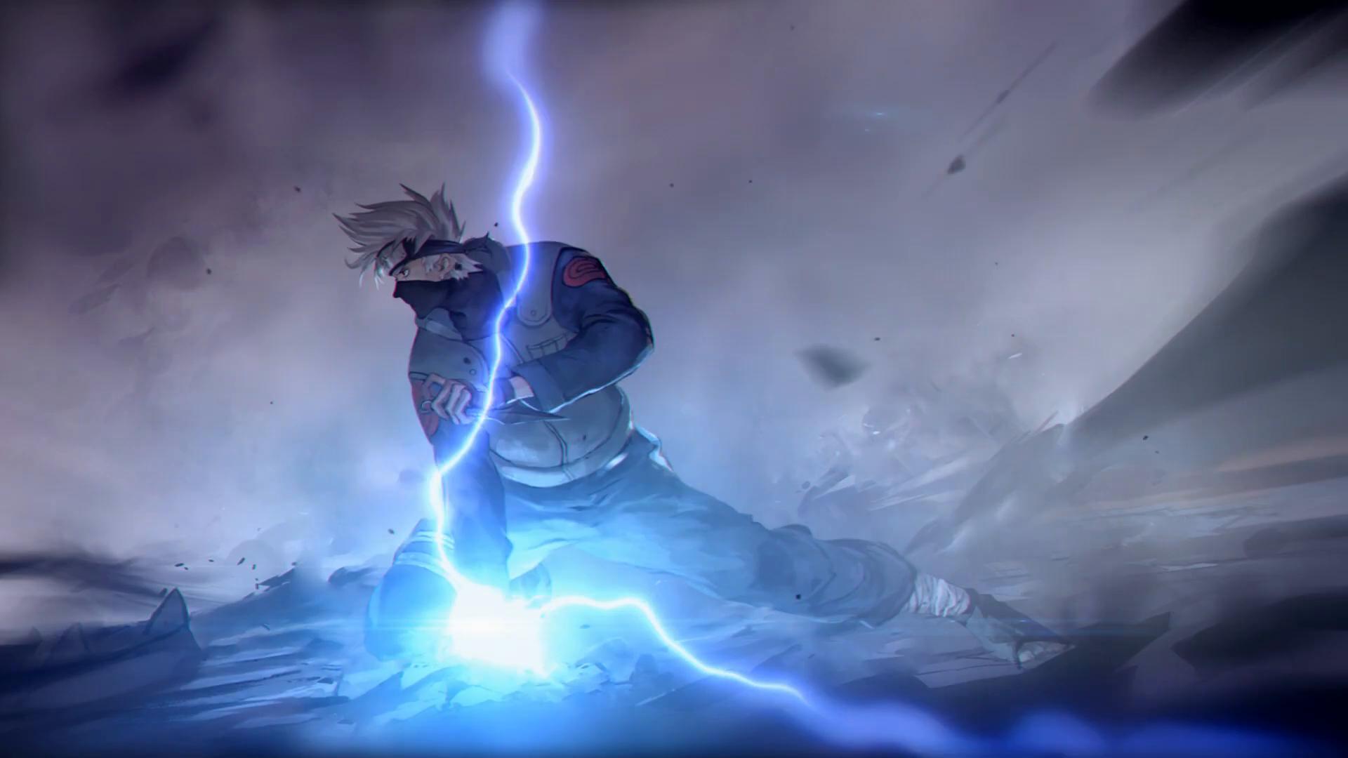 Naruto Kakashi Hatake Lightning Purple Desktop Wallpaper in 4K