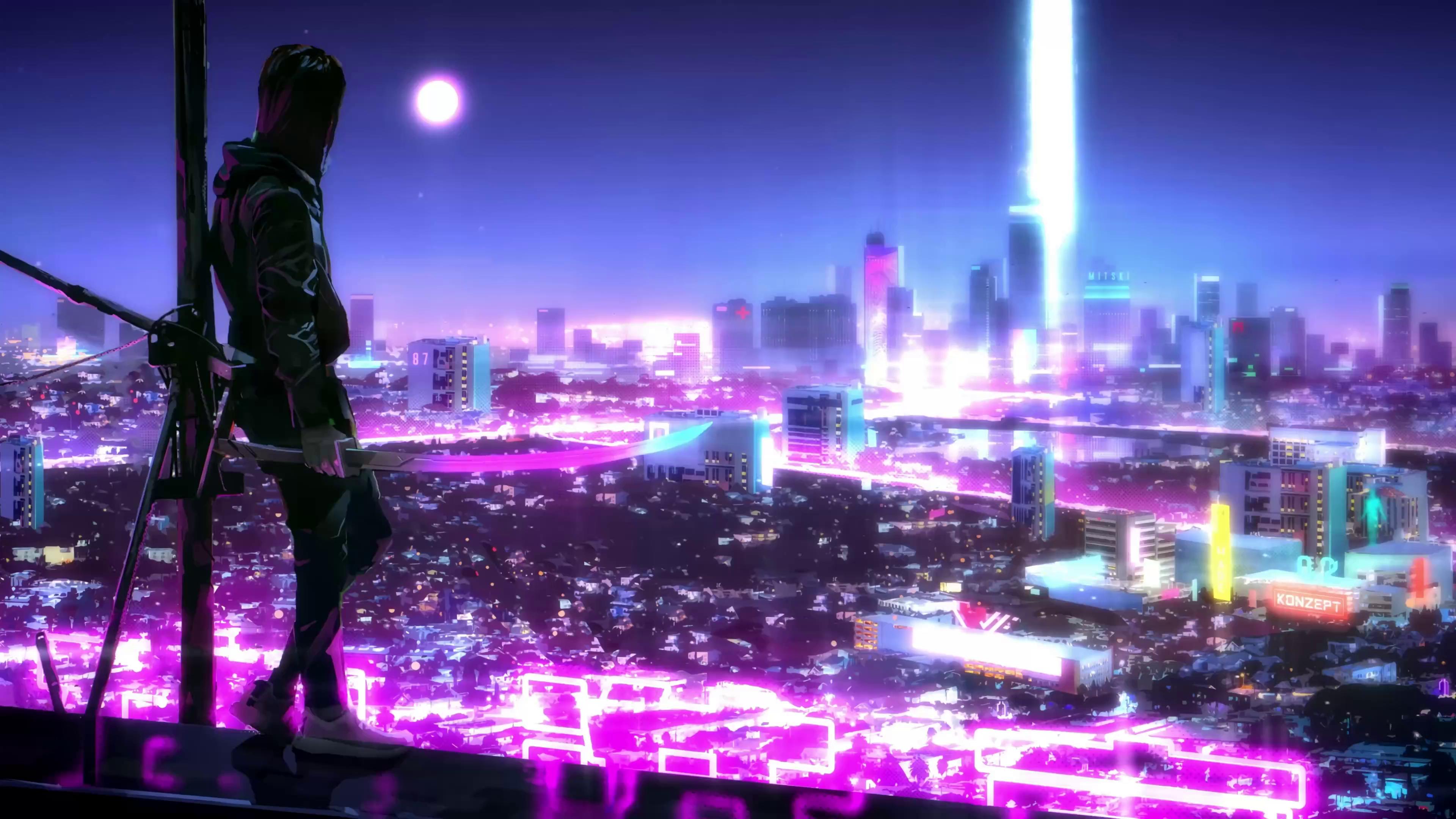 Emily In The Cyberpunk City Live Wallpaper