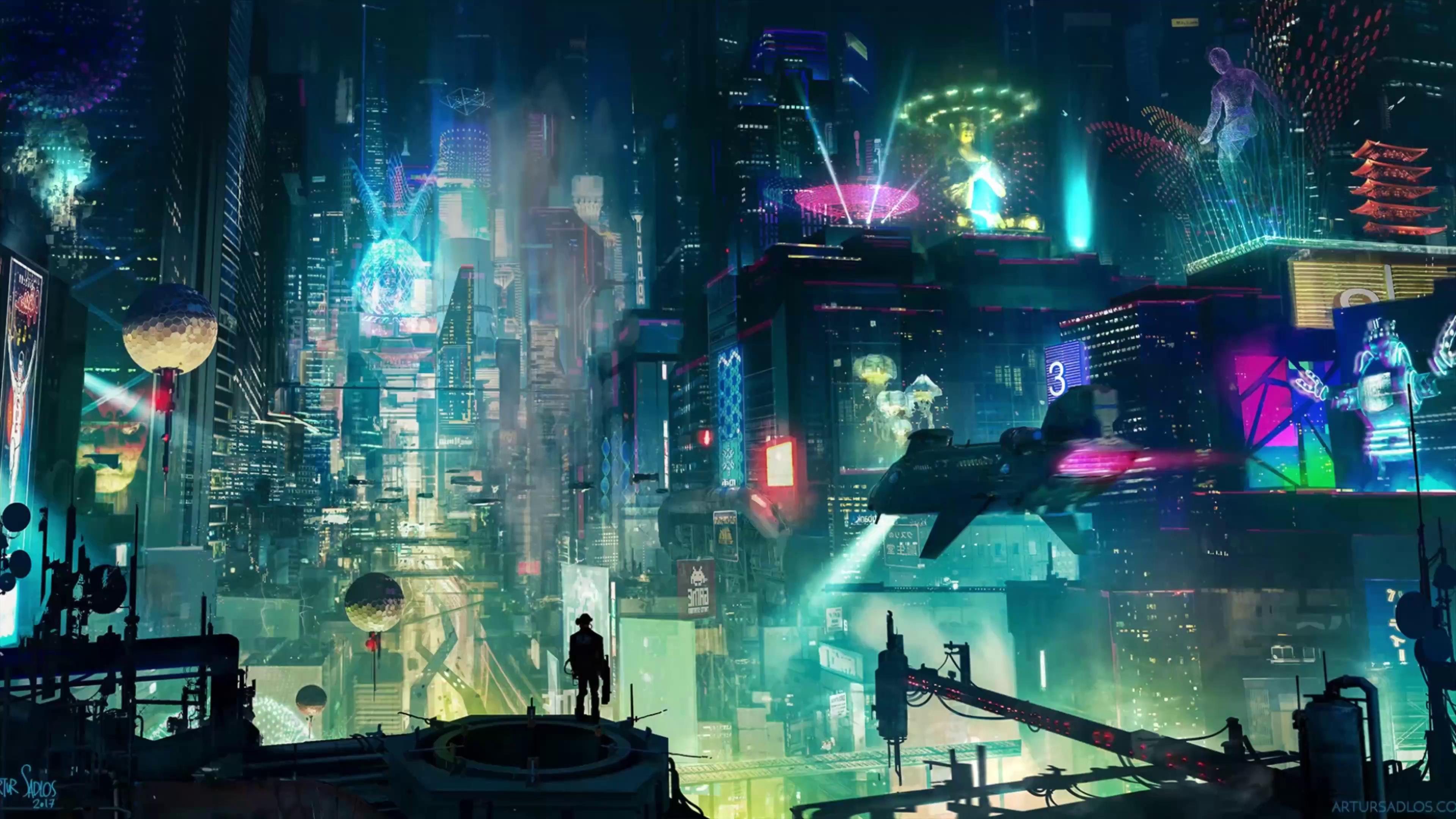 Видео Neon Light City Live Wallpaper  Cyberpunk  scifi  Неоновые  обои Стиль киберпанка Неон