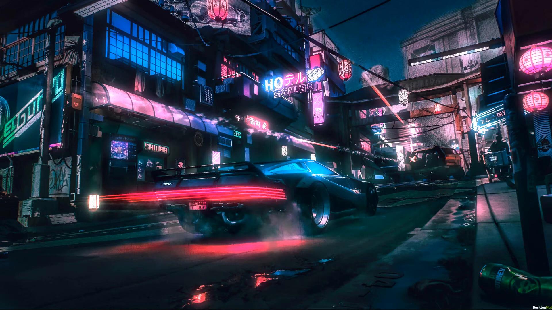 Neon Car In Cyberpunk 2077 Live Wallpaper