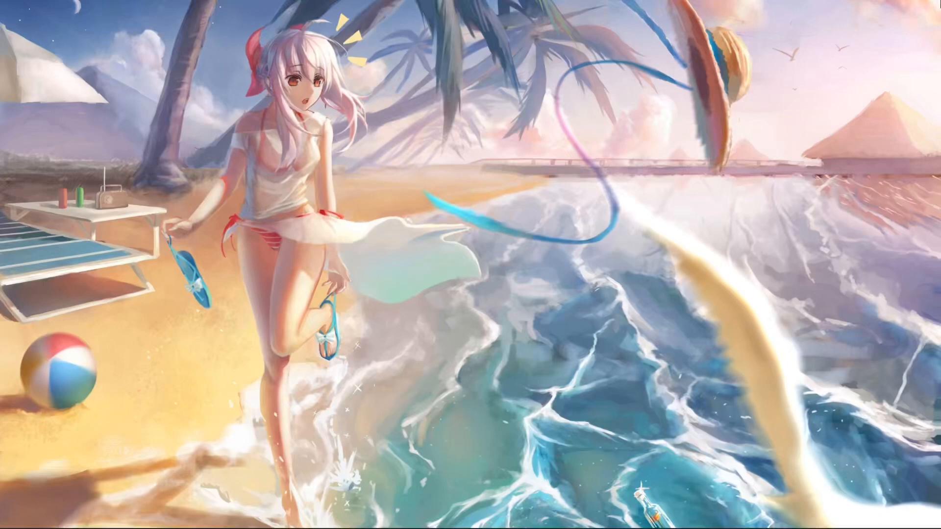 🔥 Beach Anime Girl Phone Mobile Background Free | CBEditz
