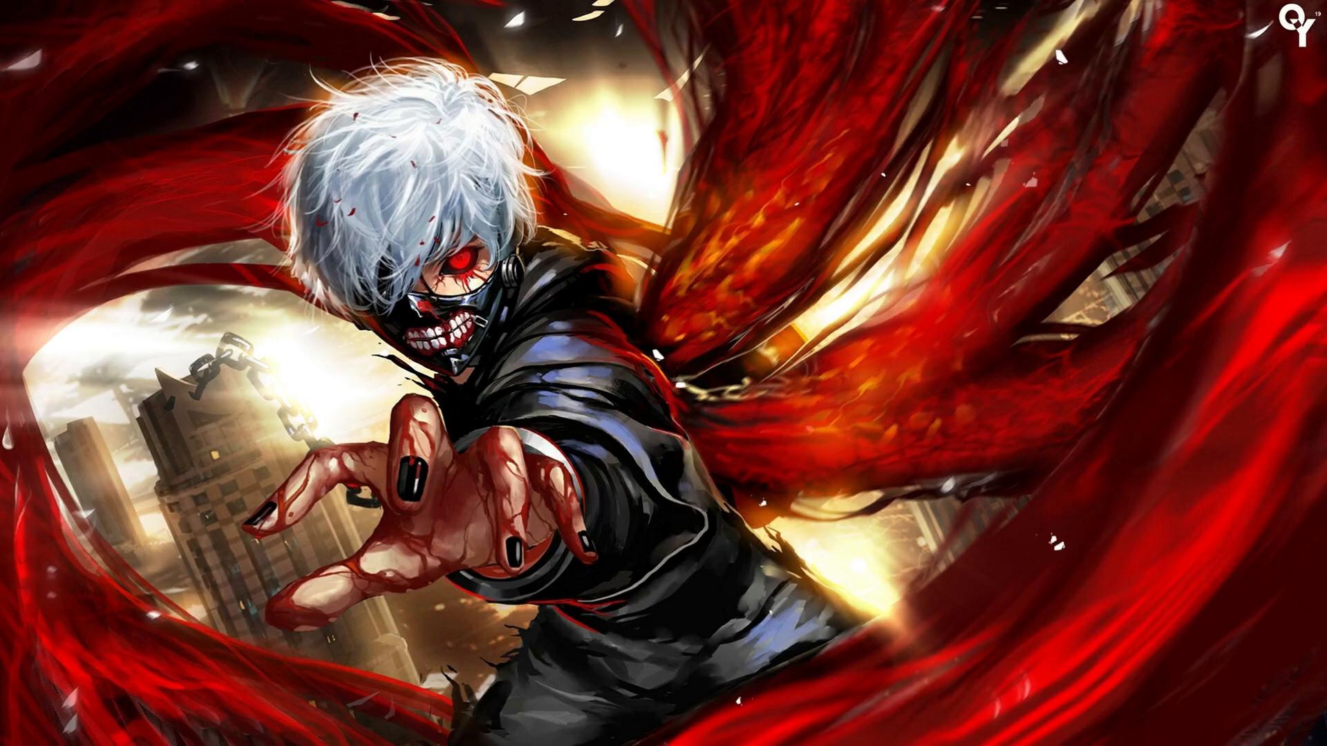 Download wallpaper 1920x1080 tokyo ghoul, artwork, ken kaneki