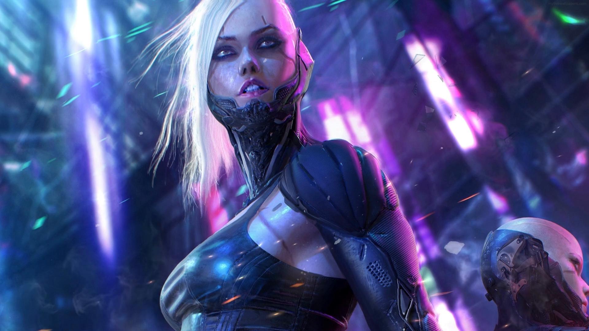 Cyberpunk Warrior Girl Live - Animated Live HD wallpaper