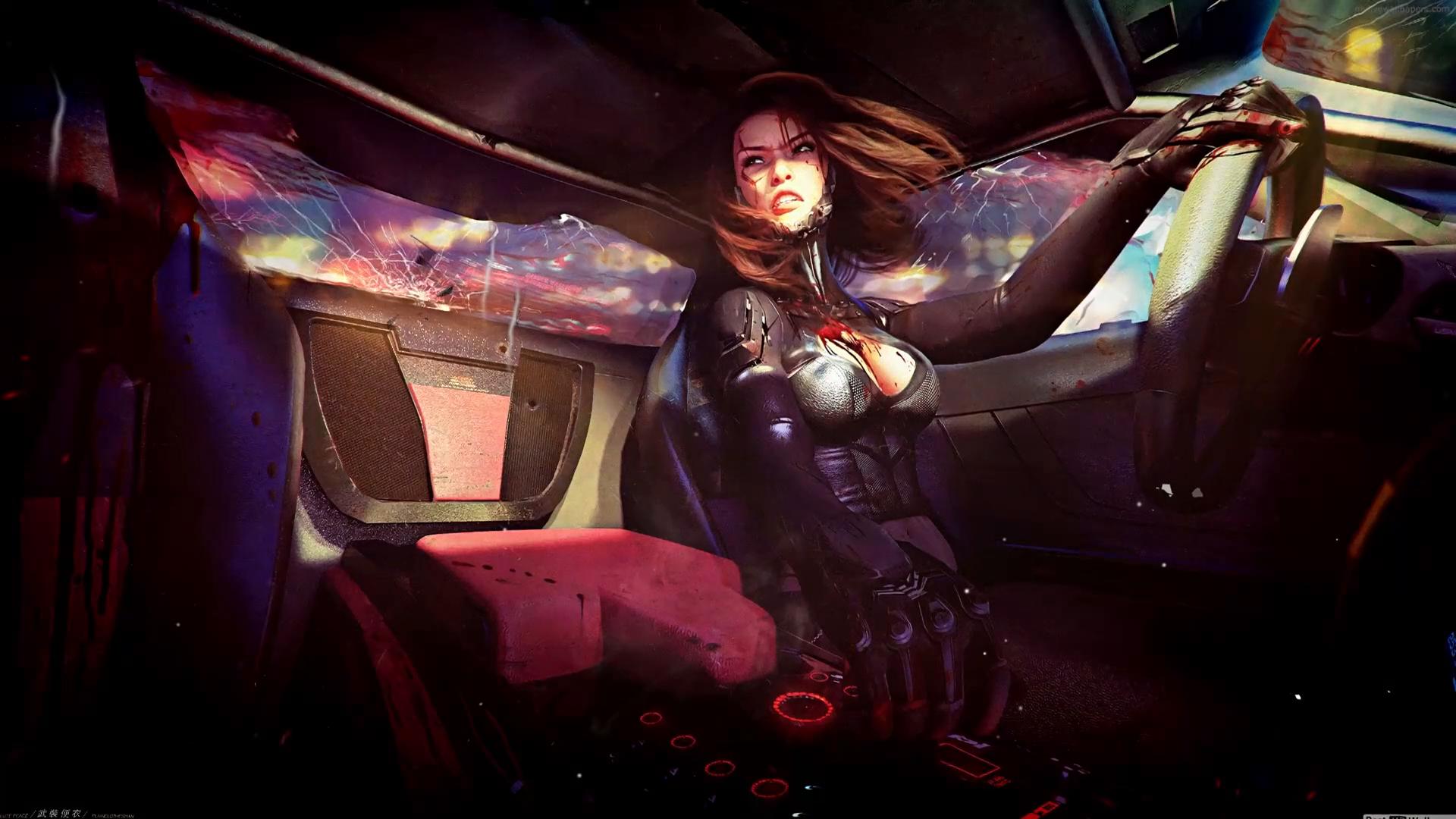 Girl Driving (CYBERPUNK 2077) Live Wallpaper