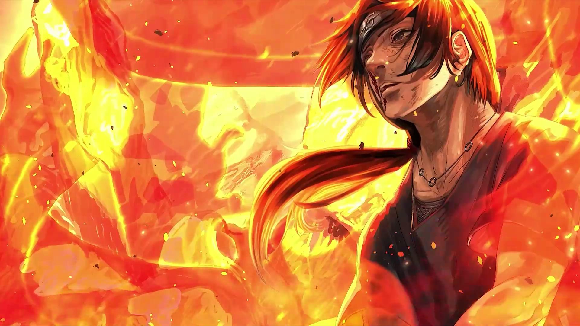 Itachi Uchiha in Fire Live Wallpaper