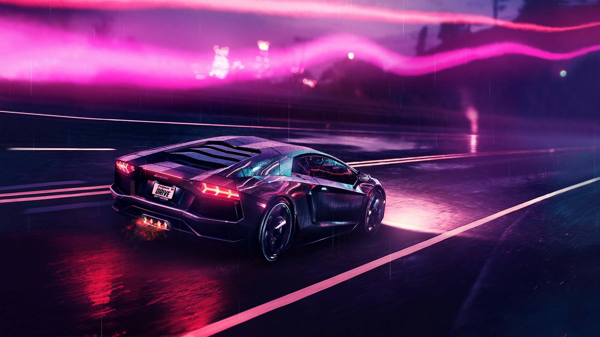 Cyberpunk Pink Car Live Wallpaper - free download