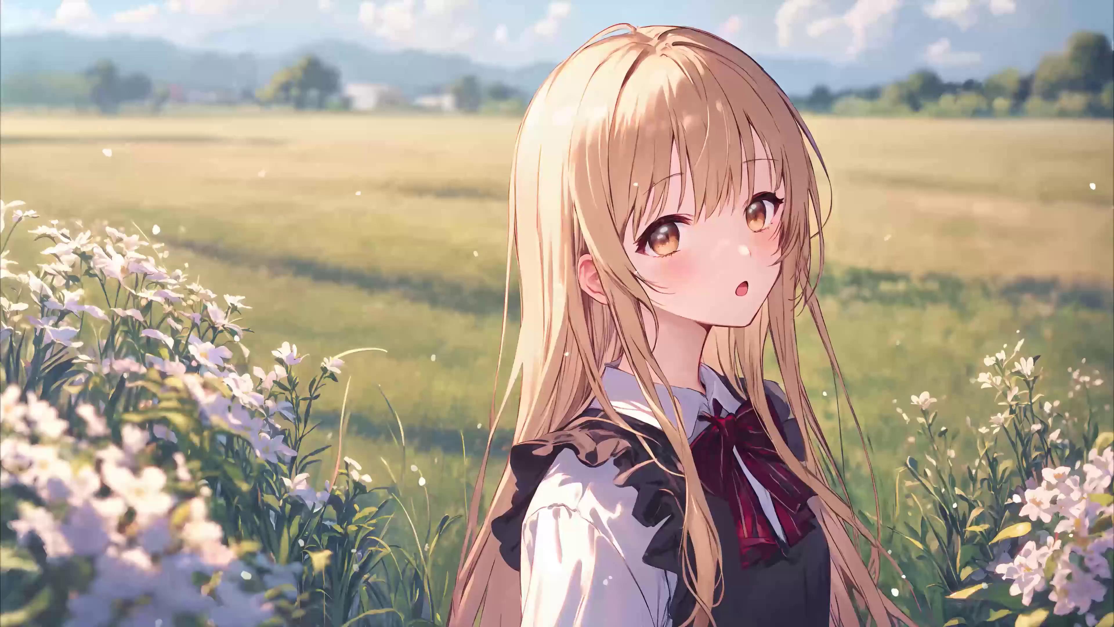 Anime Girl Among Daisies Live Wallpaper