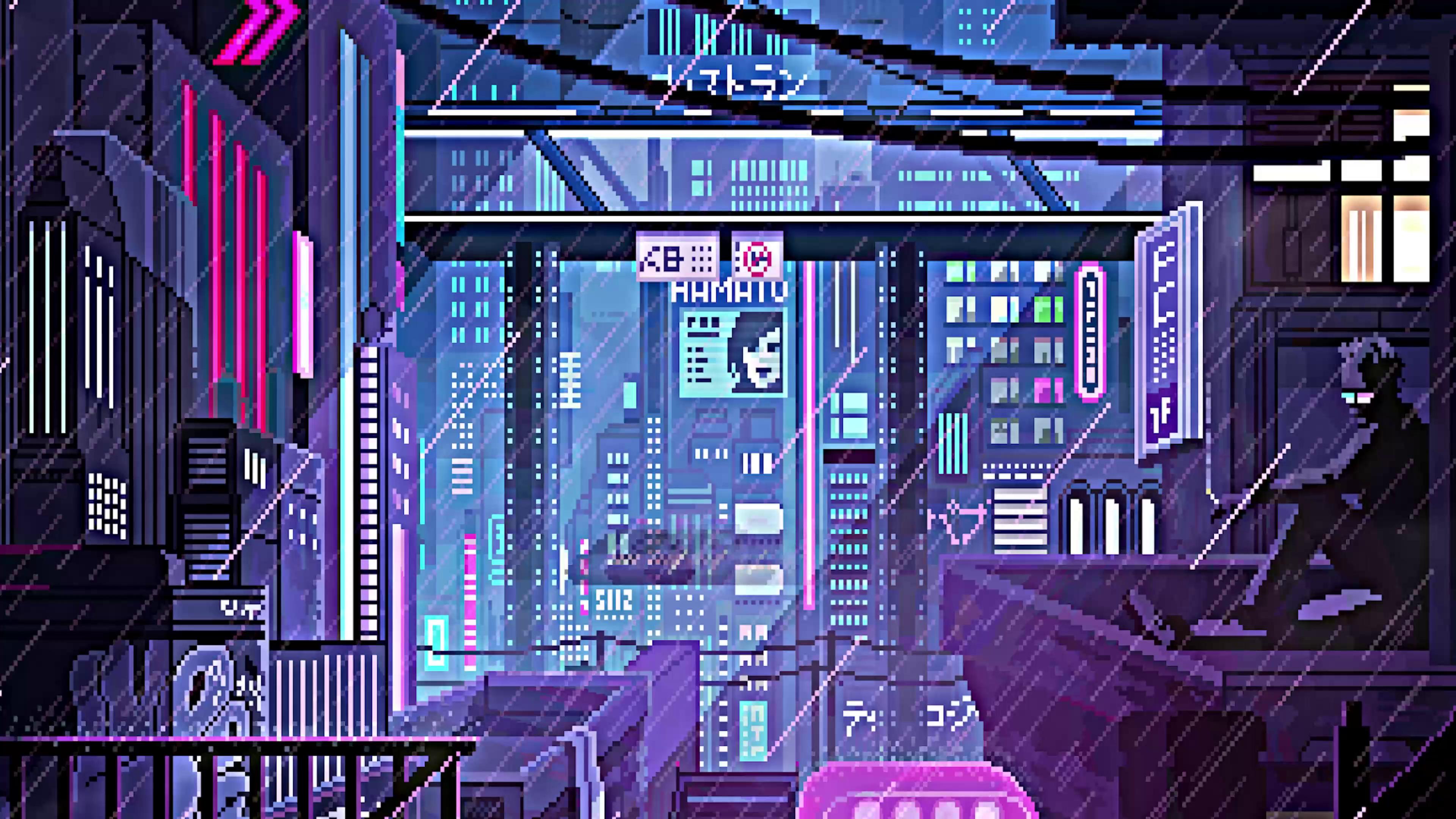 Pixel Cyberpunk Metropolis Animated Wallpaper 